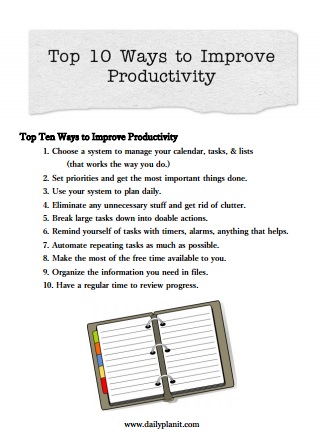 Top Ten Ways to Improve Productivity | Daily PlanIt